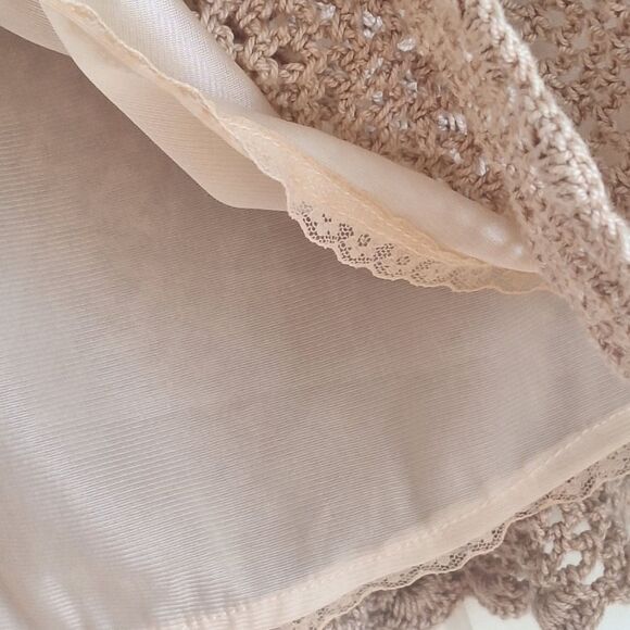 Ecru Crochet Boho Midi Skirt Cotton Sz M Slip Lining Philippines Doily Skirt - Picture 8 of 16